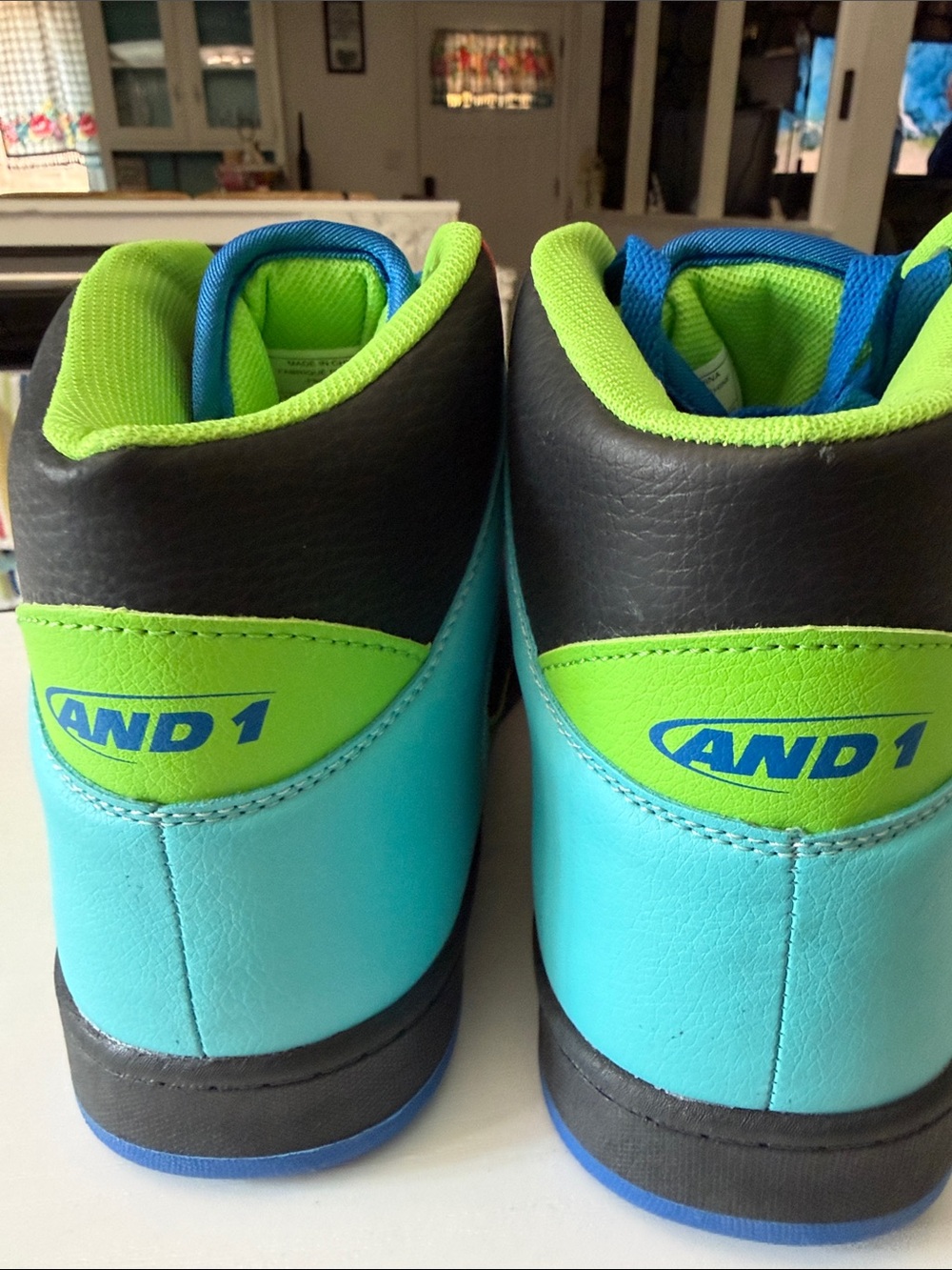 NWOT In Box And1 High-Top Sneakers in Bright Blue,Orange & Black - Picture 3 of 7